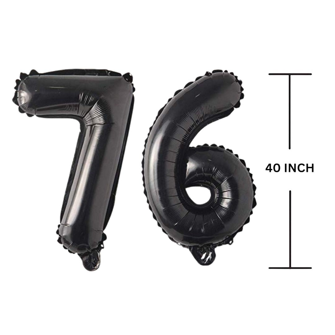 40 Inches Black Number Balloon Air or Helium Compactable Balloon for Party Decoration, Birthday, Anniversary