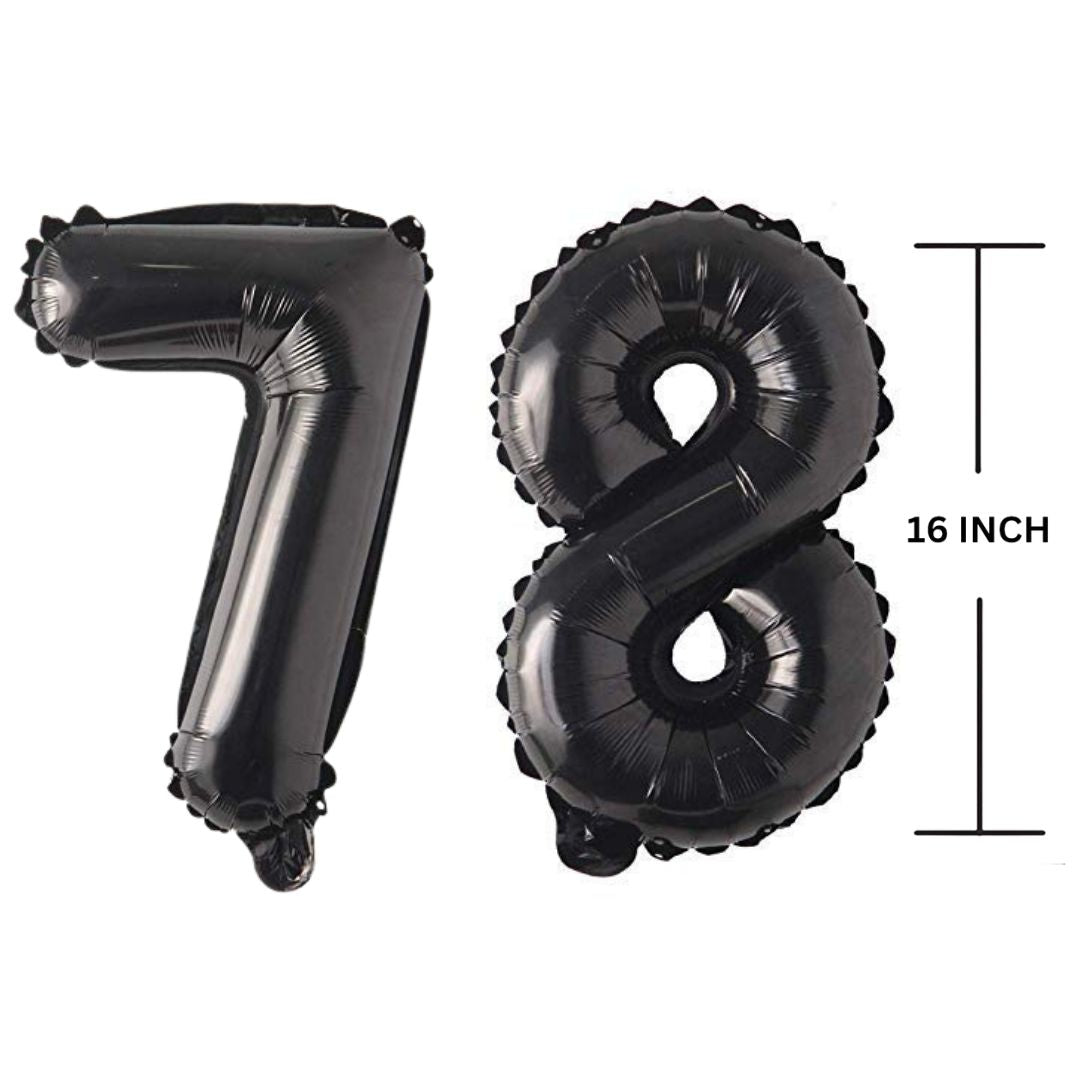 16 Inches Black Number Balloon Air or Helium Compactable Balloon for Party Decoration, Birthday, Anniversary