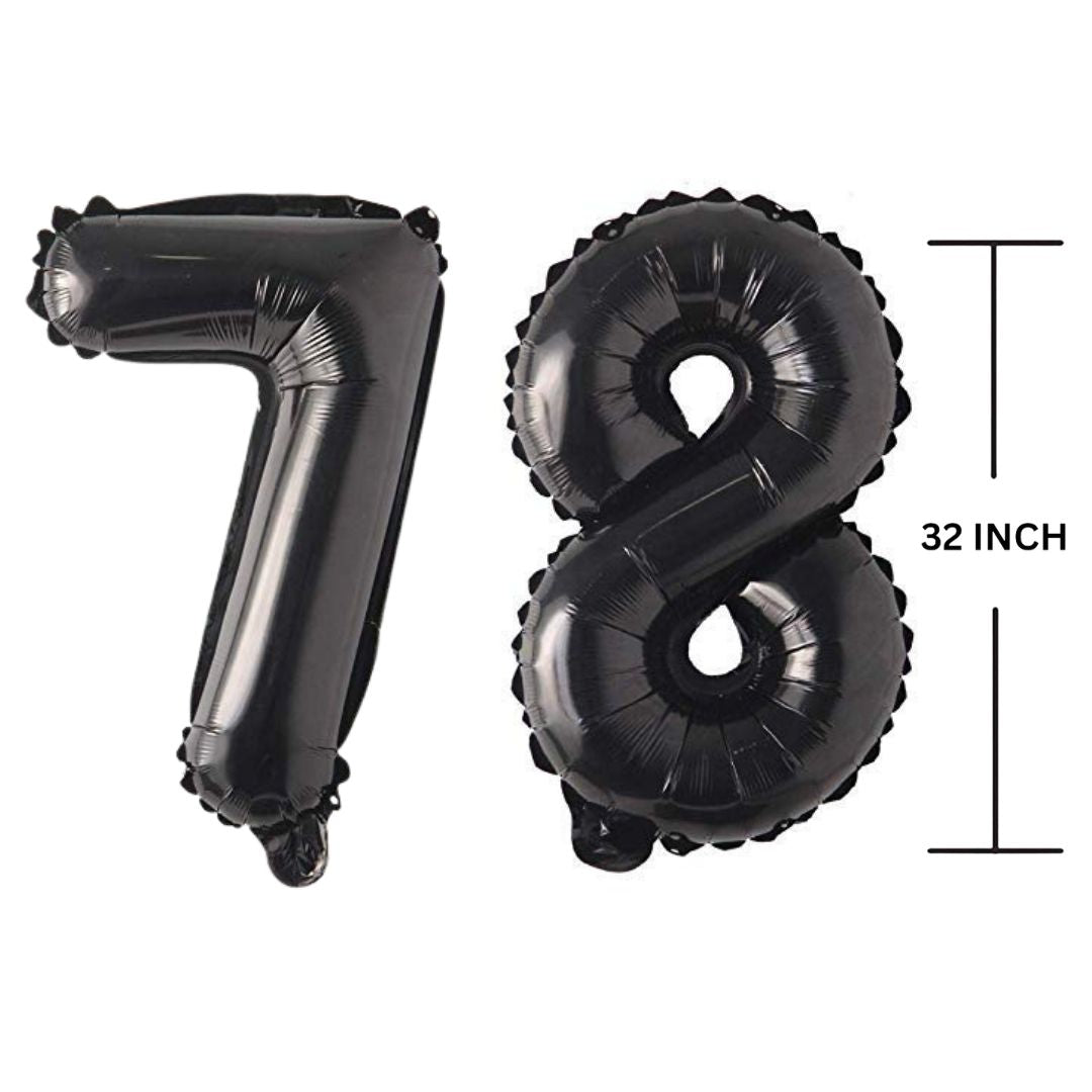 32 Inches Black Number Balloon Air or Helium Compactable Balloon for Party Decoration, Birthday, Anniversary