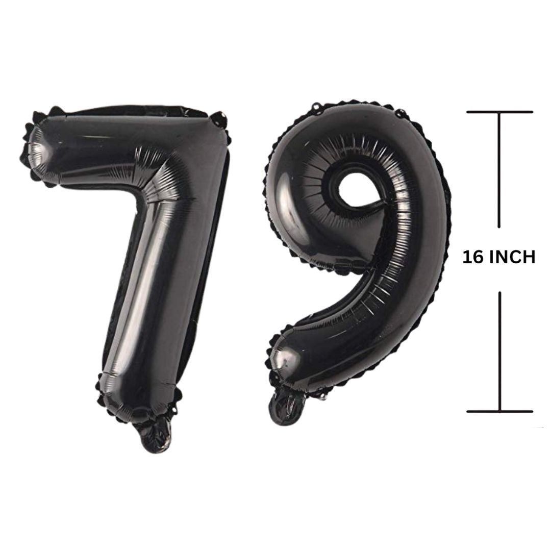 16 Inches Black Number Balloon Air or Helium Compactable Balloon for Party Decoration, Birthday, Anniversary