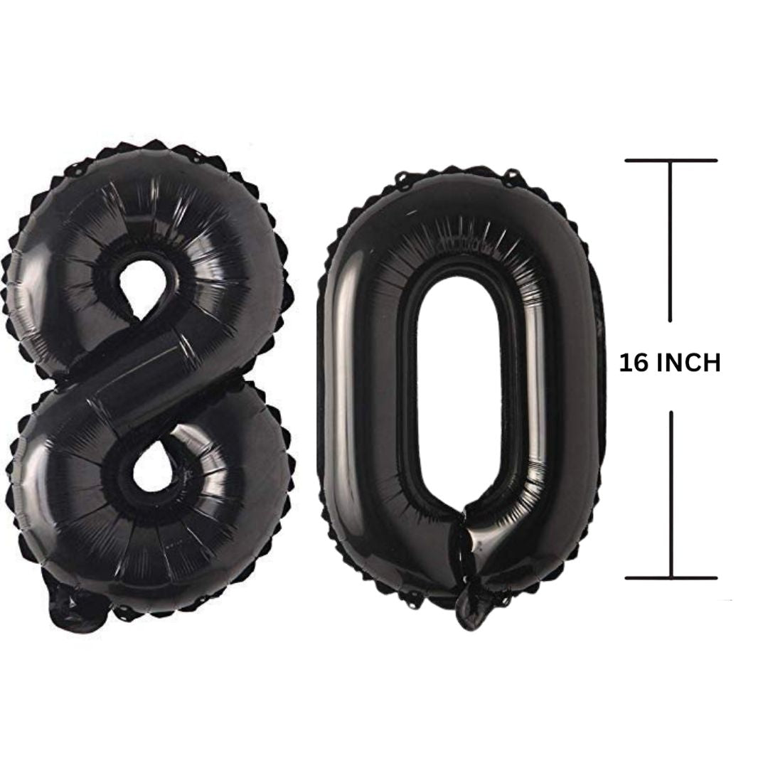 16 Inches Black Number Balloon Air or Helium Compactable Balloon for Party Decoration, Birthday, Anniversary