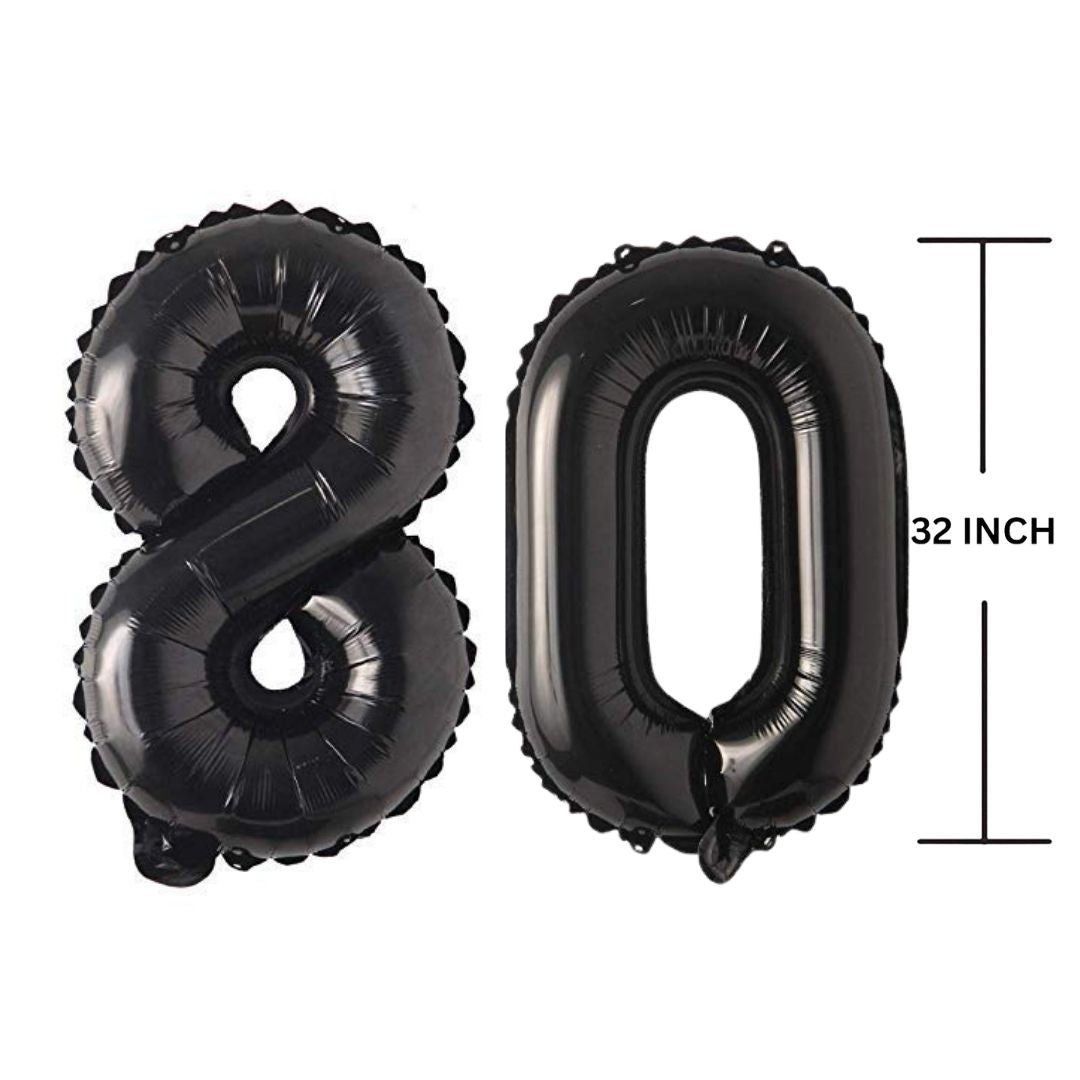 32 Inches Black Number Balloon Air or Helium Compactable Balloon for Party Decoration, Birthday, Anniversary