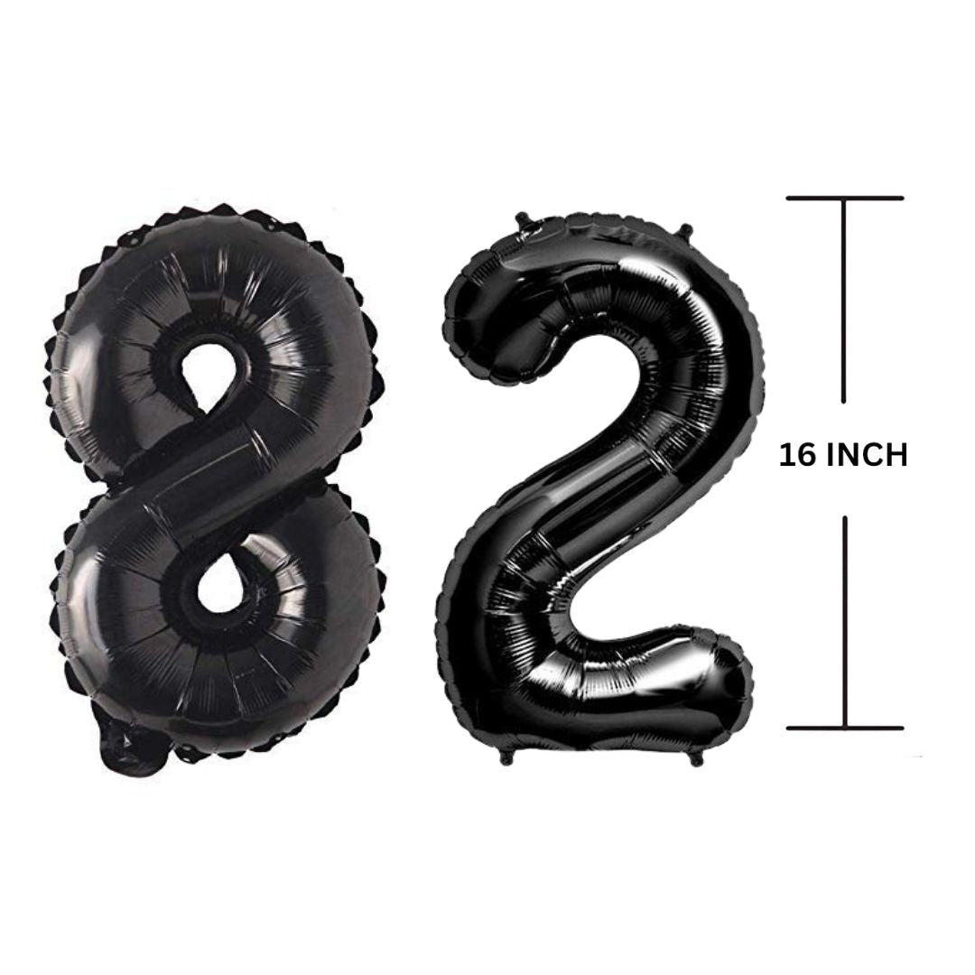 16 Inches Black Number Balloon Air or Helium Compactable Balloon for Party Decoration, Birthday, Anniversary