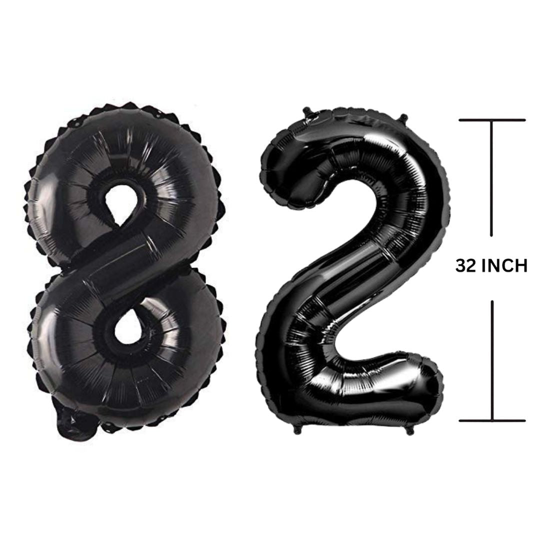 32 Inches Black Number Balloon Air or Helium Compactable Balloon for Party Decoration, Birthday, Anniversary