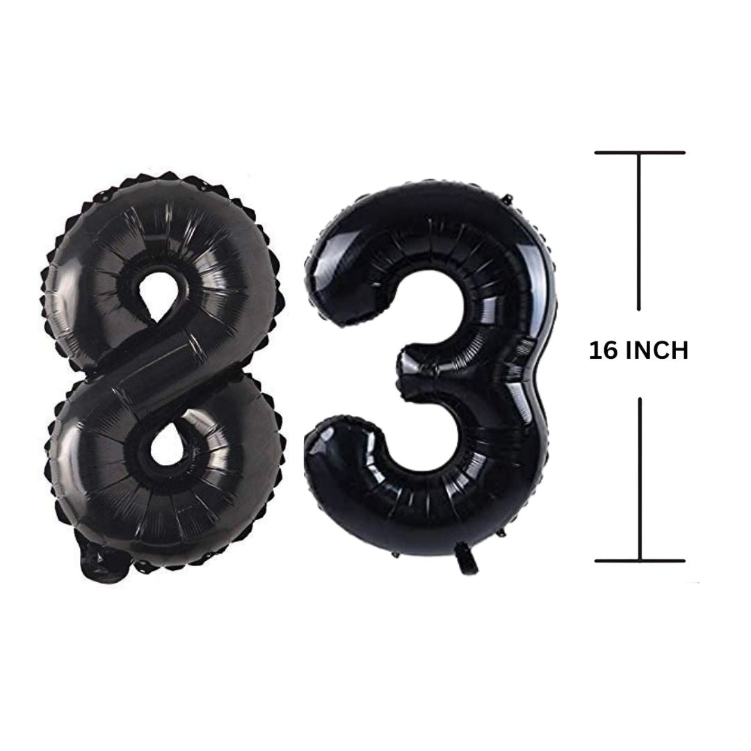 16 Inches Black Number Balloon Air or Helium Compactable Balloon for Party Decoration, Birthday, Anniversary