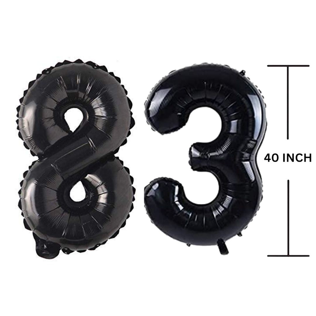 40 Inches Black Number Balloon Air or Helium Compactable Balloon for Party Decoration, Birthday, Anniversary