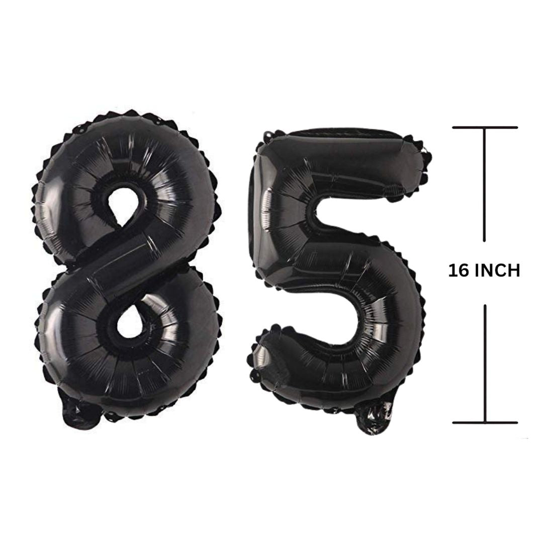 16 Inches Black Number Balloon Air or Helium Compactable Balloon for Party Decoration, Birthday, Anniversary