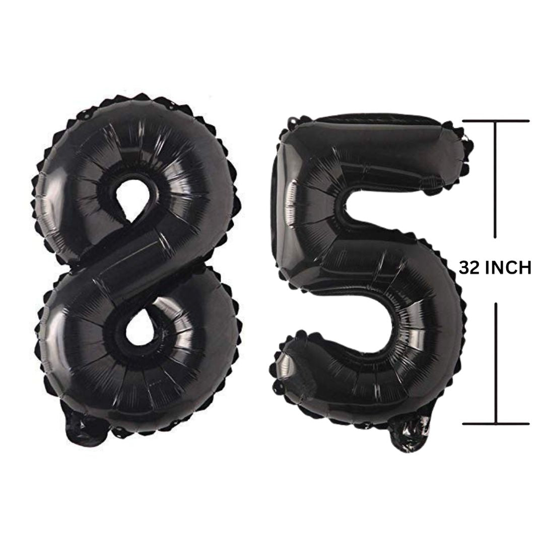 32 Inches Black Number Balloon Air or Helium Compactable Balloon for Party Decoration, Birthday, Anniversary