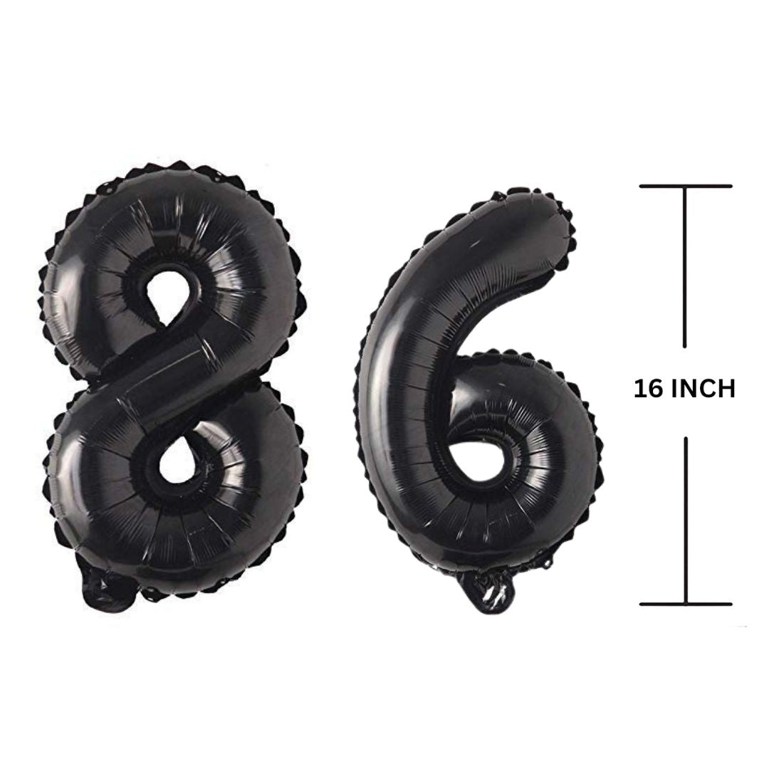 16 Inches Black Number Balloon Air or Helium Compactable Balloon for Party Decoration, Birthday, Anniversary