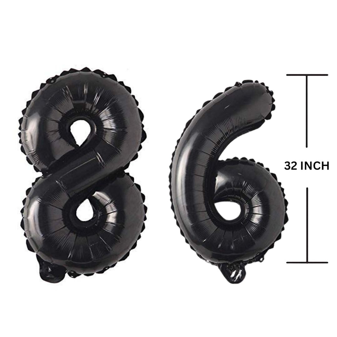 32 Inches Black Number Balloon Air or Helium Compactable Balloon for Party Decoration, Birthday, Anniversary