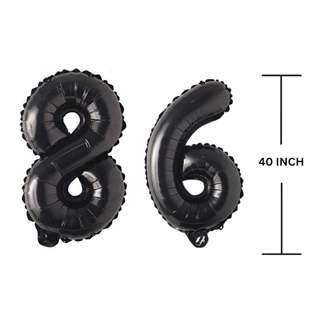 40 Inches Black Number Balloon Air or Helium Compactable Balloon for Party Decoration, Birthday, Anniversary