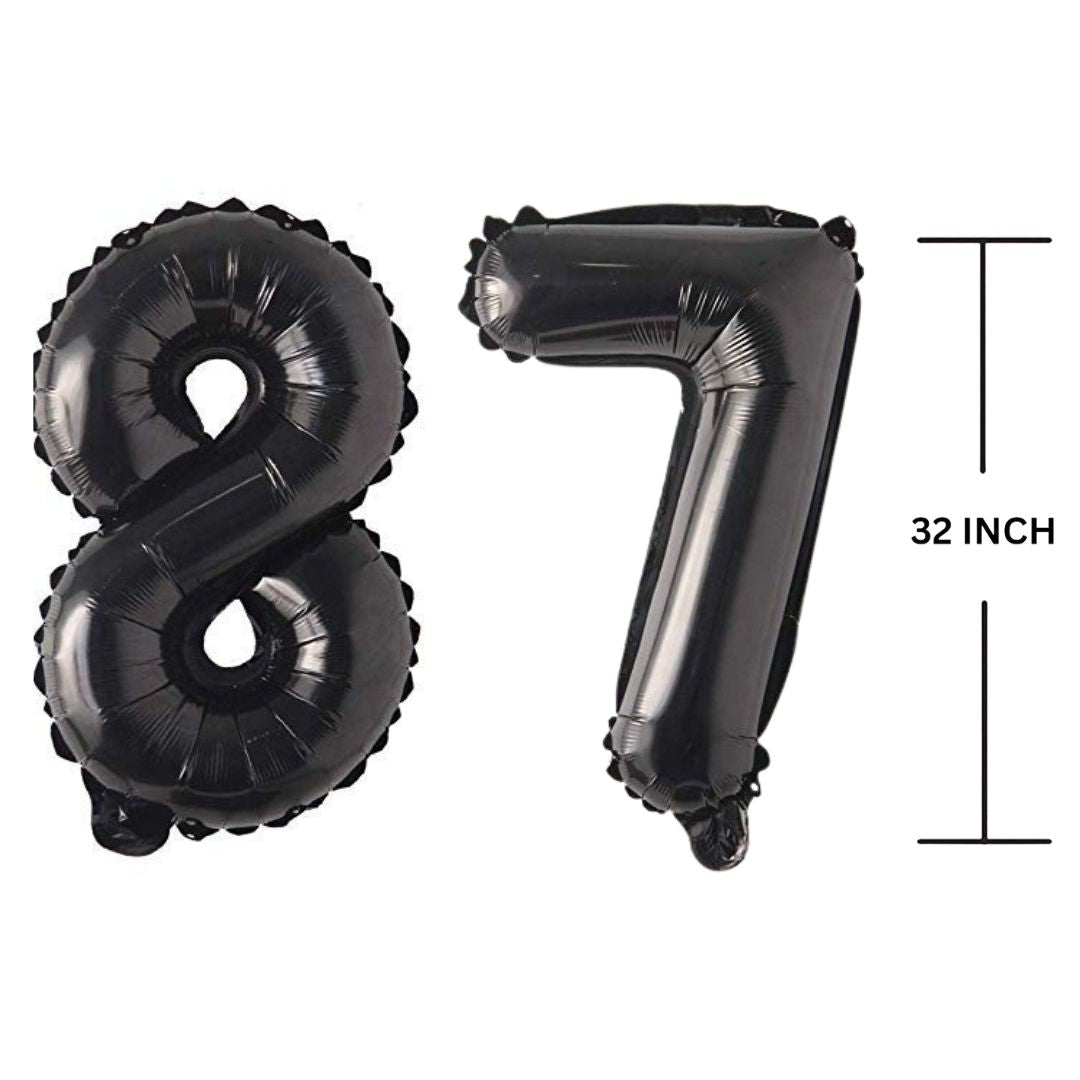 32 Inches Black Number Balloon Air or Helium Compactable Balloon for Party Decoration, Birthday, Anniversary