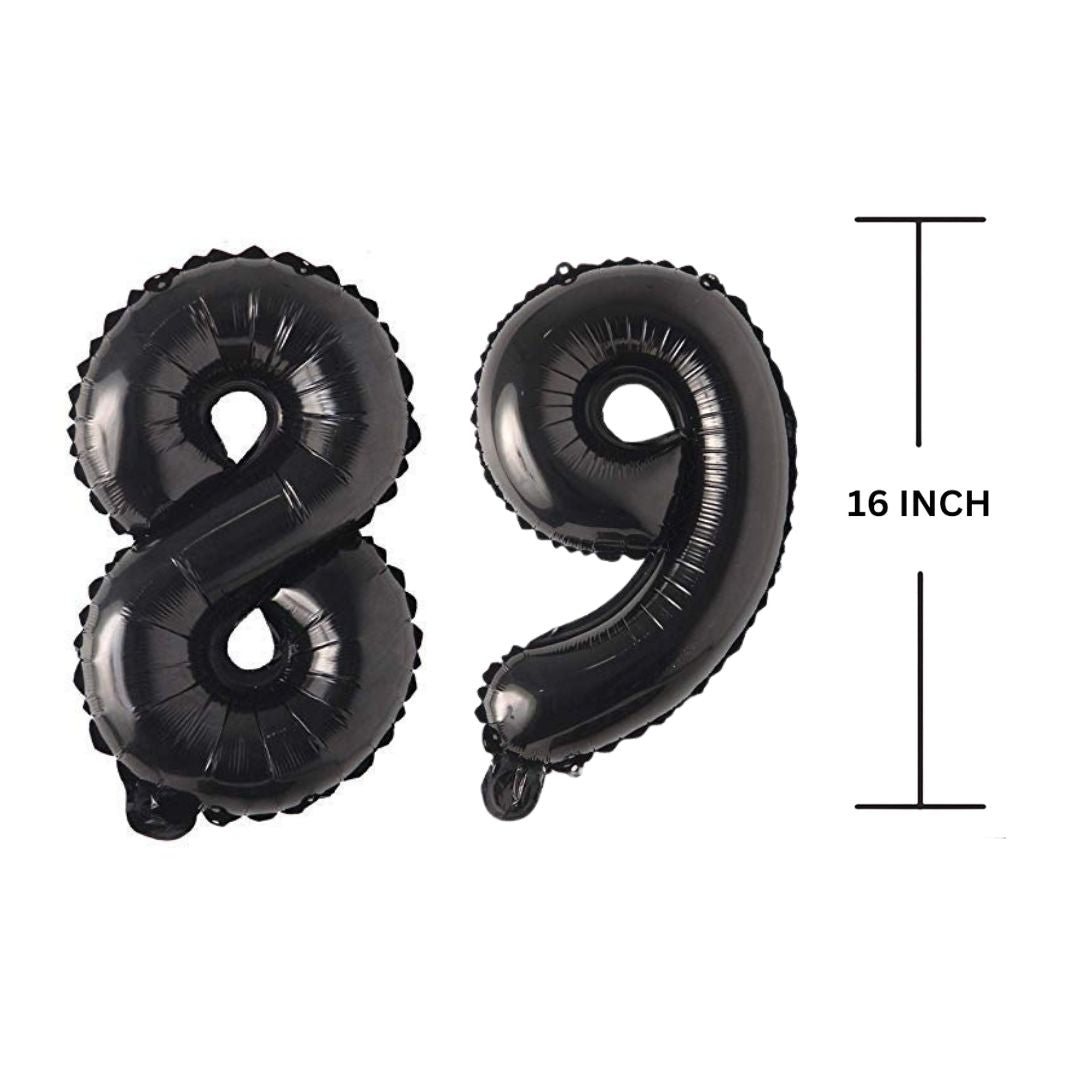 16 Inches Black Number Balloon Air or Helium Compactable Balloon for Party Decoration, Birthday, Anniversary