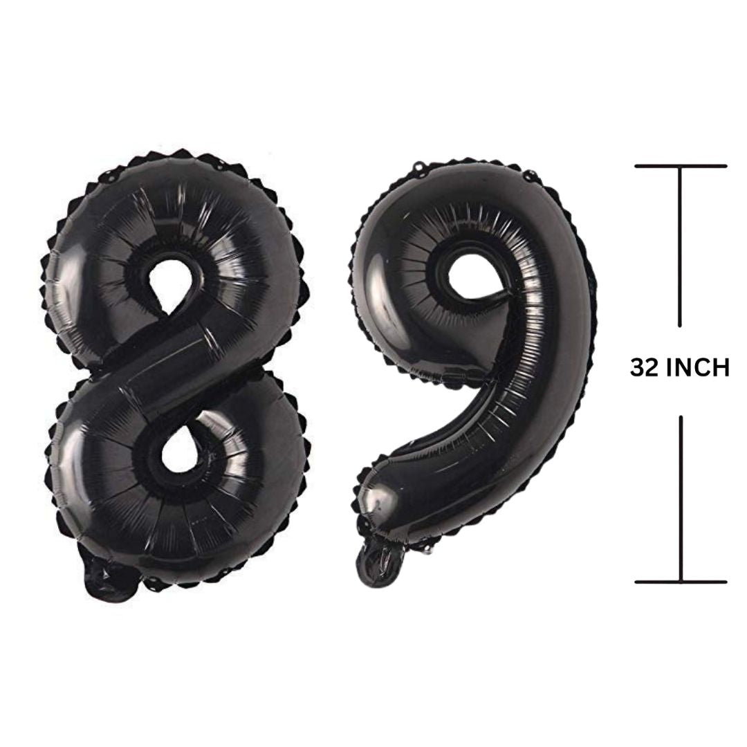 32 Inches Black Number Balloon Air or Helium Compactable Balloon for Party Decoration, Birthday, Anniversary