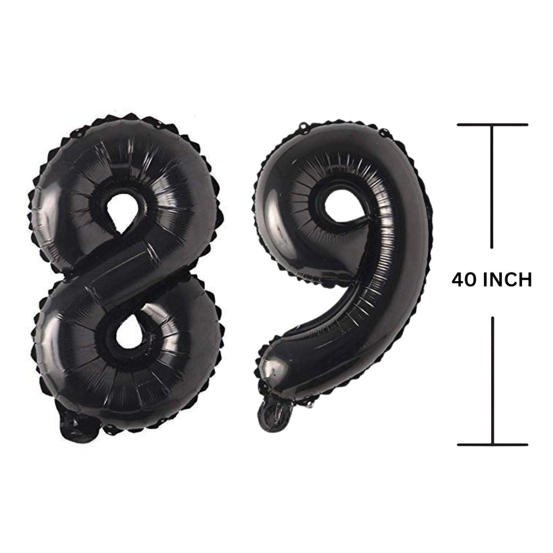 40 Inches Black Number Balloon Air or Helium Compactable Balloon for Party Decoration, Birthday, Anniversary