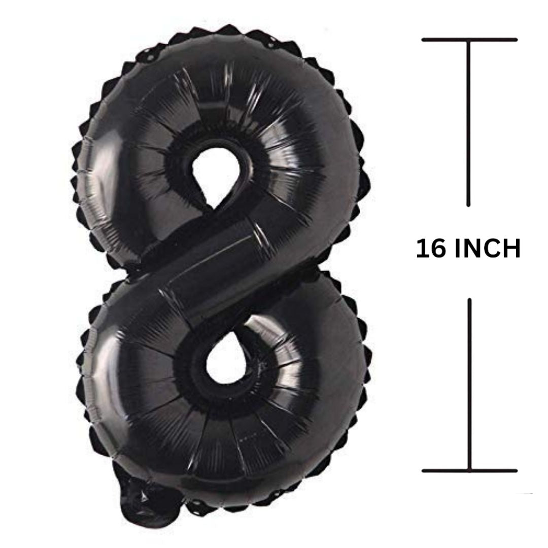 16 Inches Black Number Balloon Air or Helium Compactable Balloon for Party Decoration, Birthday, Anniversary