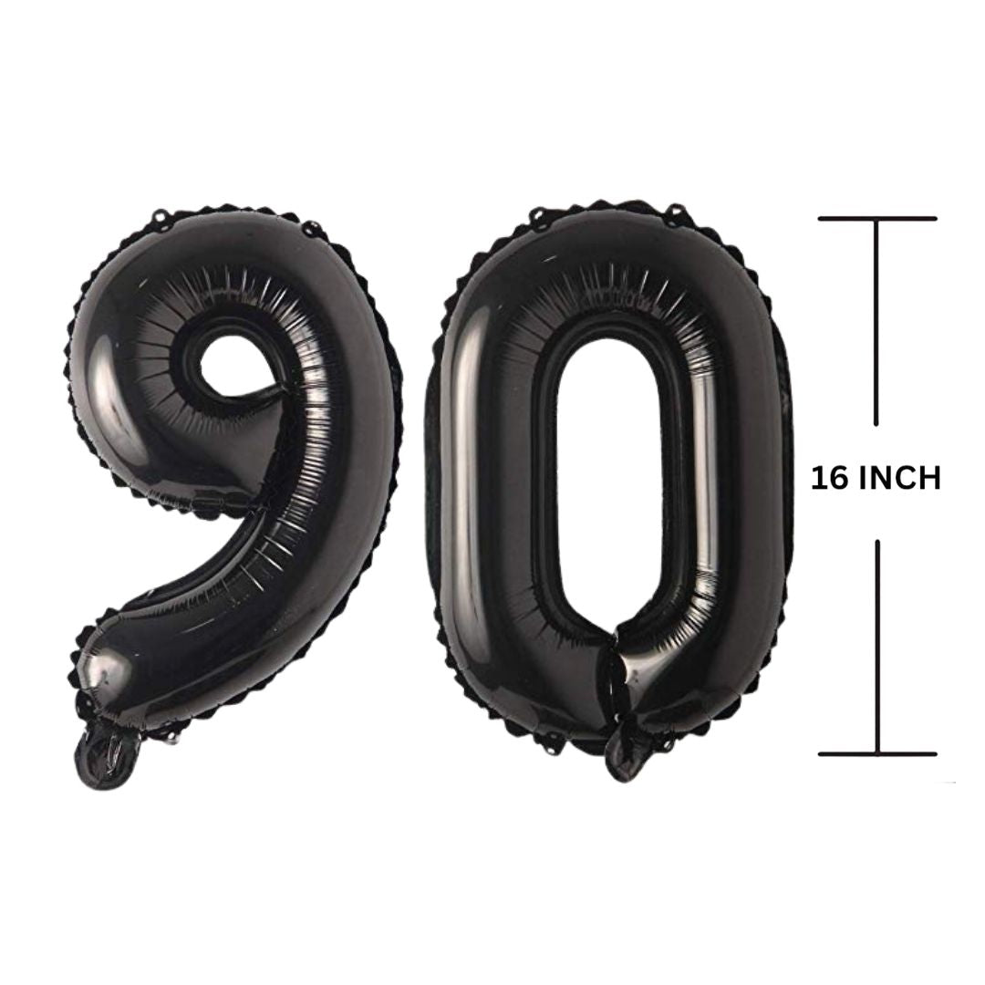 16 Inches Black Number Balloon Air or Helium Compactable Balloon for Party Decoration, Birthday, Anniversary