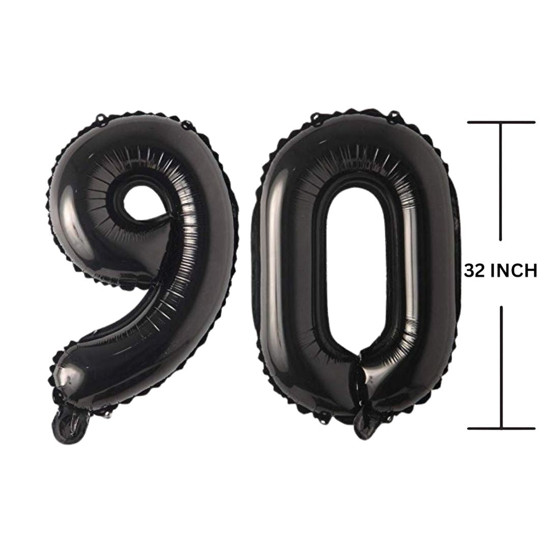 32 Inches Black Number Balloon Air or Helium Compactable Balloon for Party Decoration, Birthday, Anniversary