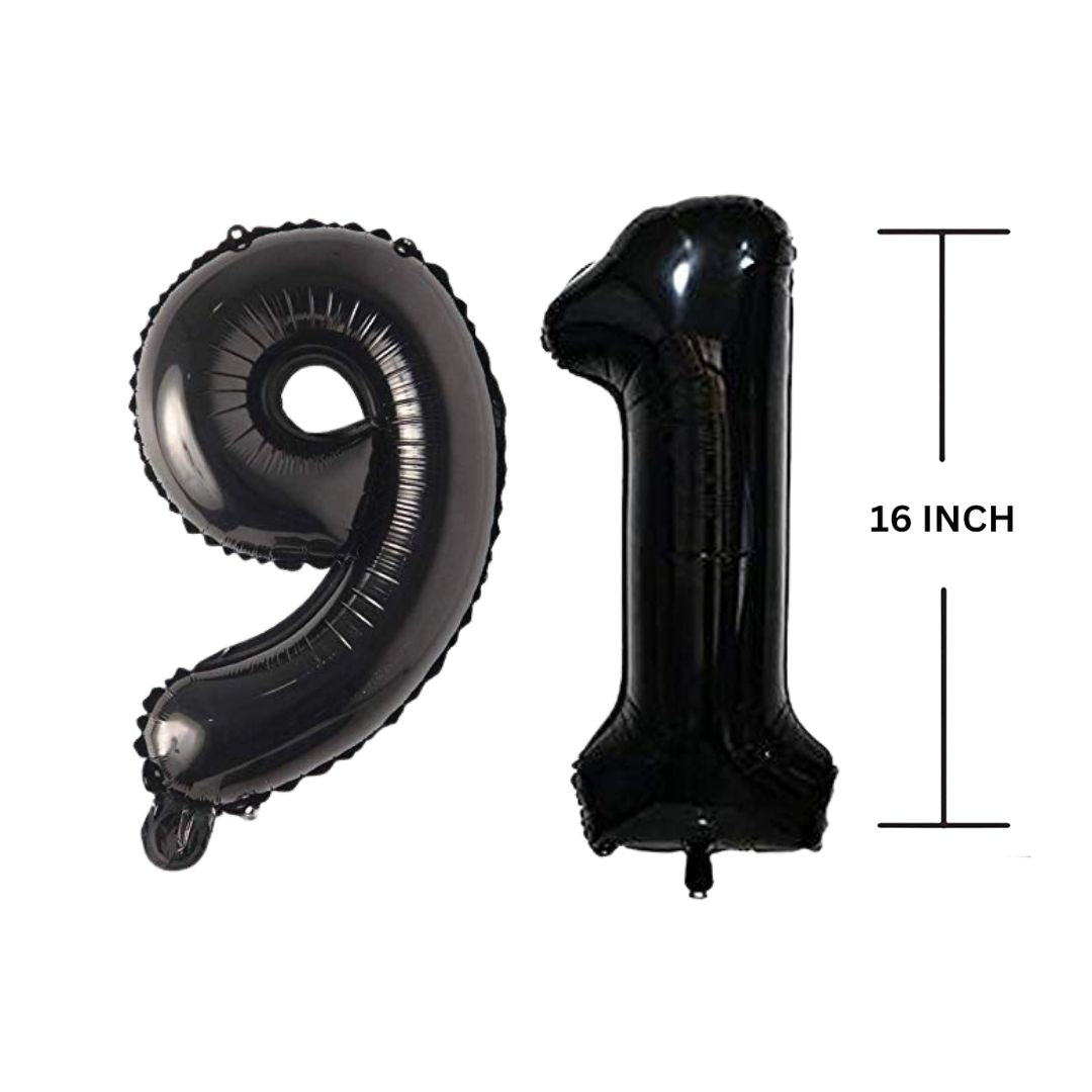 16 Inches Black Number Balloon Air or Helium Compactable Balloon for Party Decoration, Birthday, Anniversary