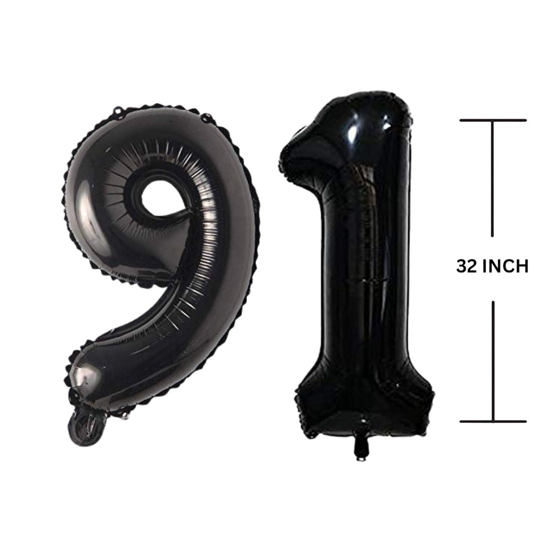 32 Inches Black Number Balloon Air or Helium Compactable Balloon for Party Decoration, Birthday, Anniversary