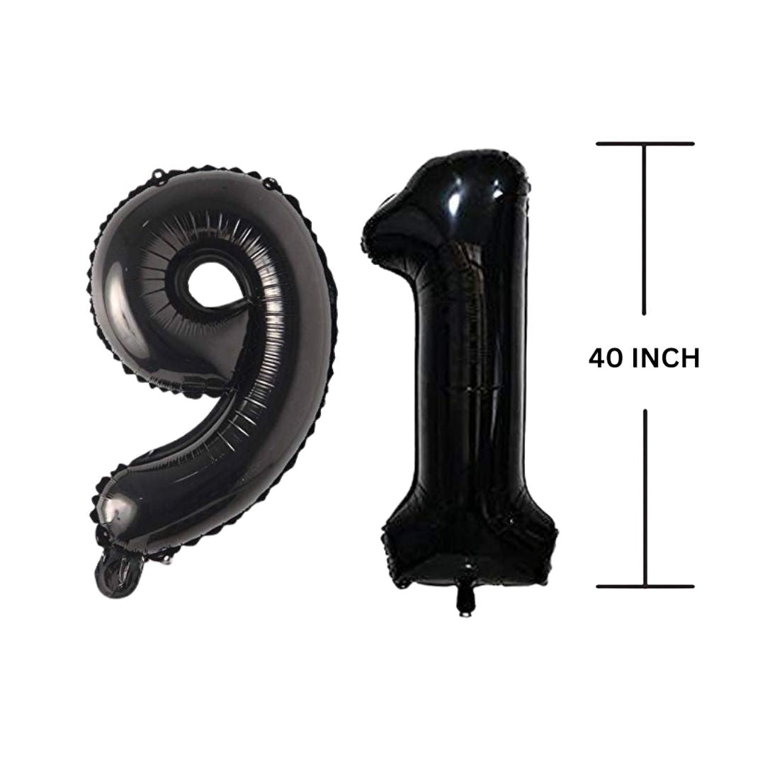 40 Inches Black Number Balloon Air or Helium Compactable Balloon for Party Decoration, Birthday, Anniversary