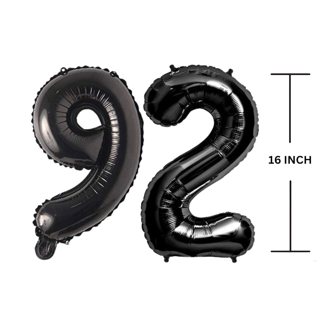 16 Inches Black Number Balloon Air or Helium Compactable Balloon for Party Decoration, Birthday, Anniversary