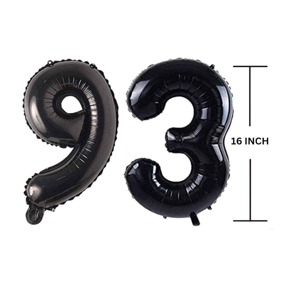 16 Inches Black Number Balloon Air or Helium Compactable Balloon for Party Decoration, Birthday, Anniversary