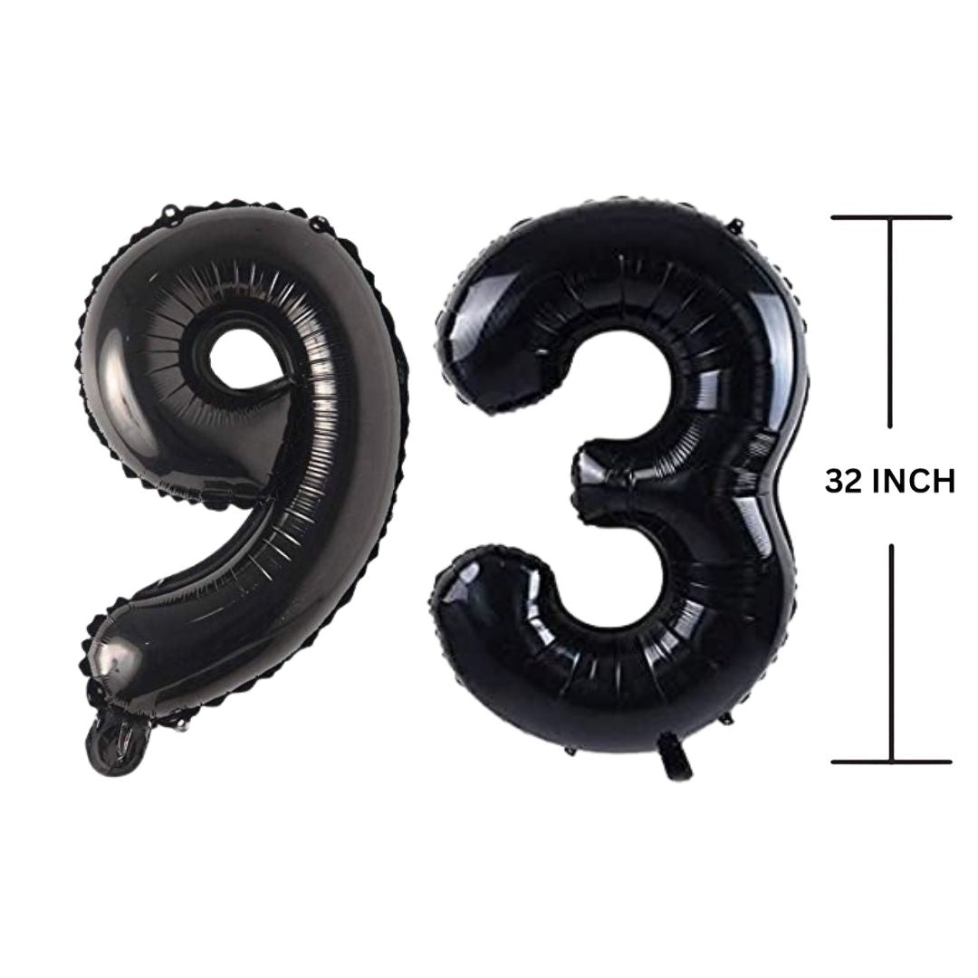 32 Inches Black Number Balloon Air or Helium Compactable Balloon for Party Decoration, Birthday, Anniversary