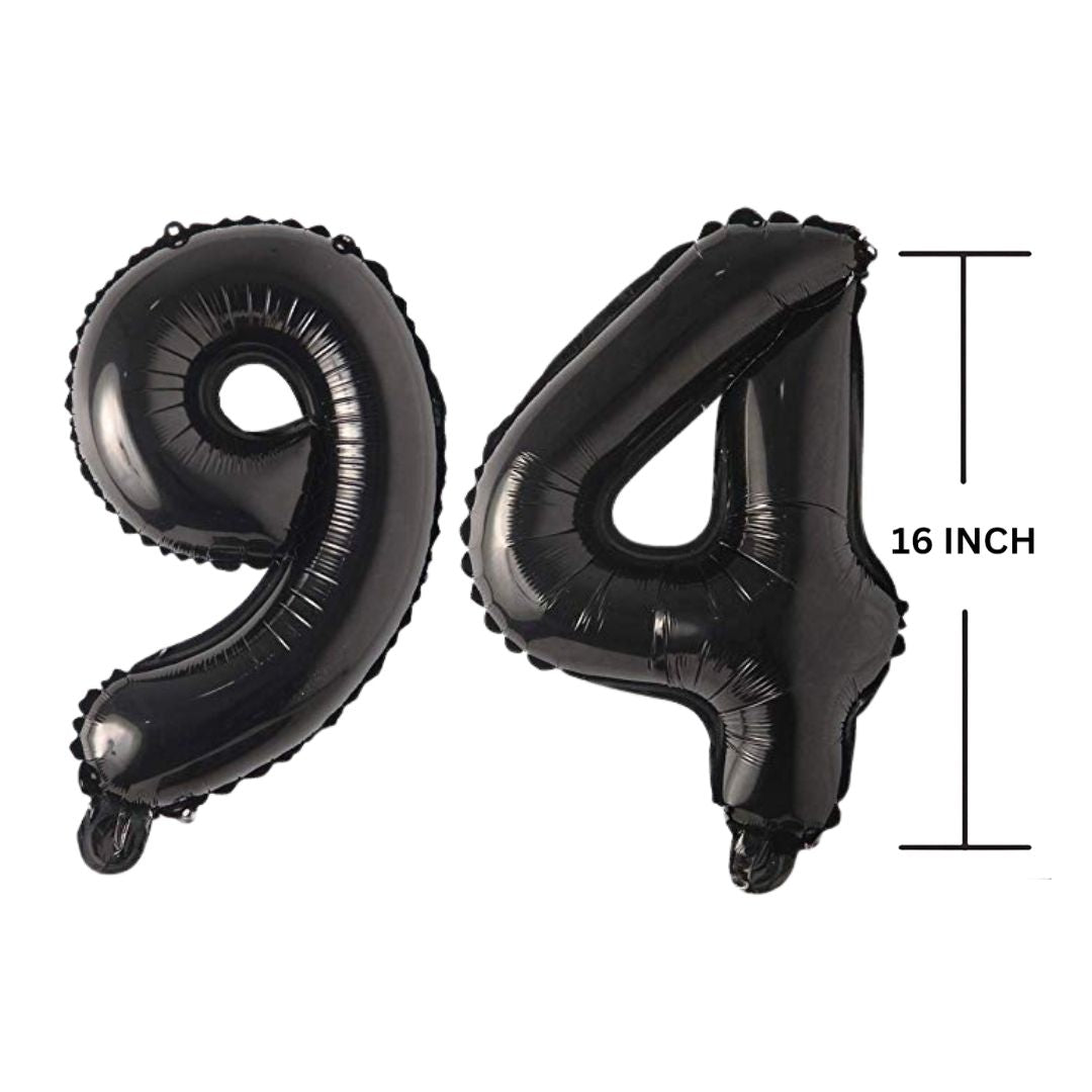 16 Inches Black Number Balloon Air or Helium Compactable Balloon for Party Decoration, Birthday, Anniversary