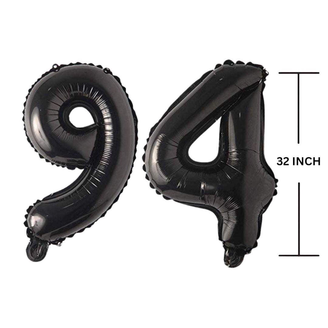 32 Inches Black Number Balloon Air or Helium Compactable Balloon for Party Decoration, Birthday, Anniversary