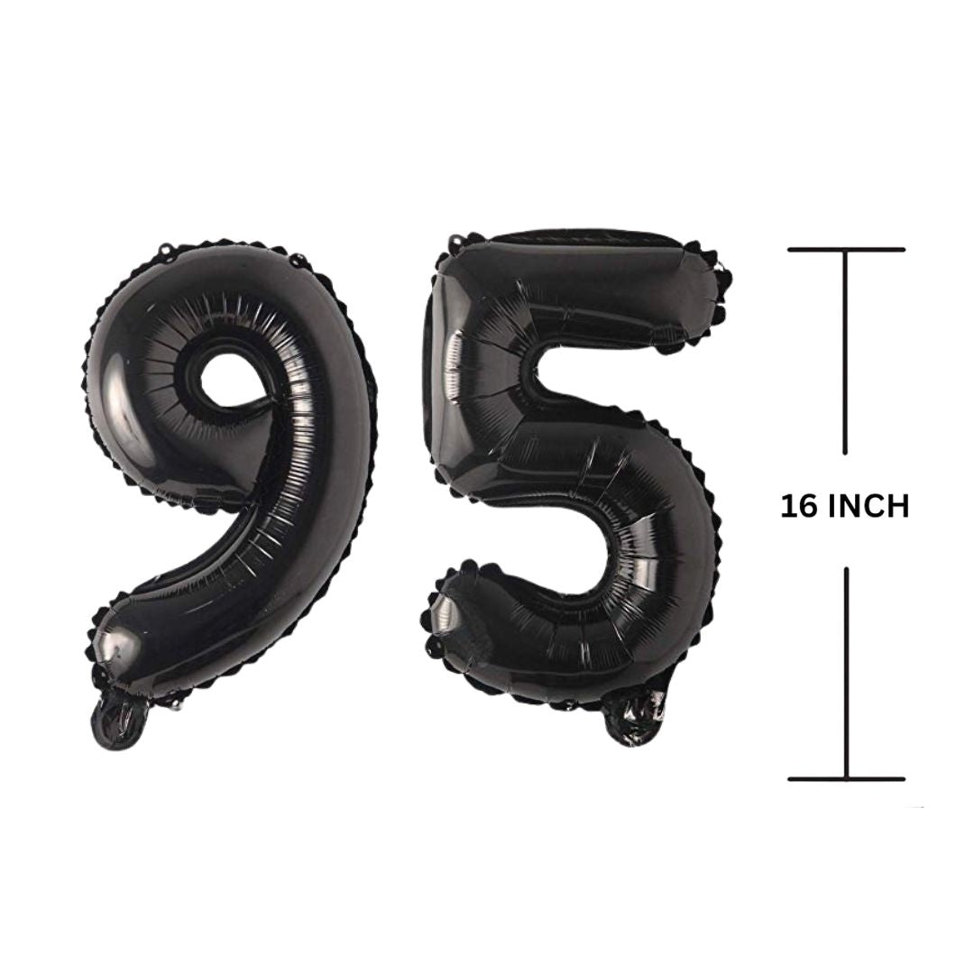 16 Inches Black Number Balloon Air or Helium Compactable Balloon for Party Decoration, Birthday, Anniversary