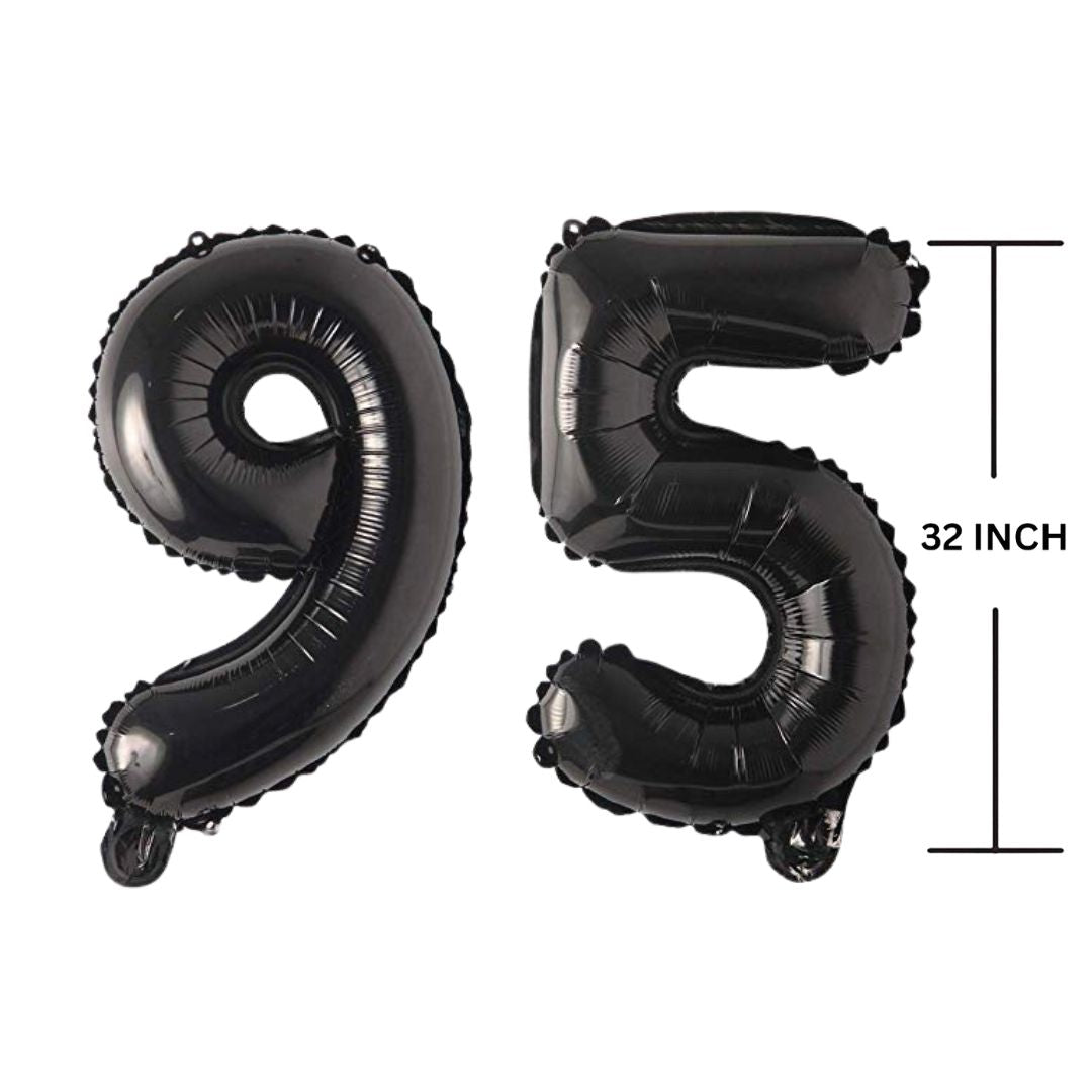 32 Inches Black Number Balloon Air or Helium Compactable Balloon for Party Decoration, Birthday, Anniversary