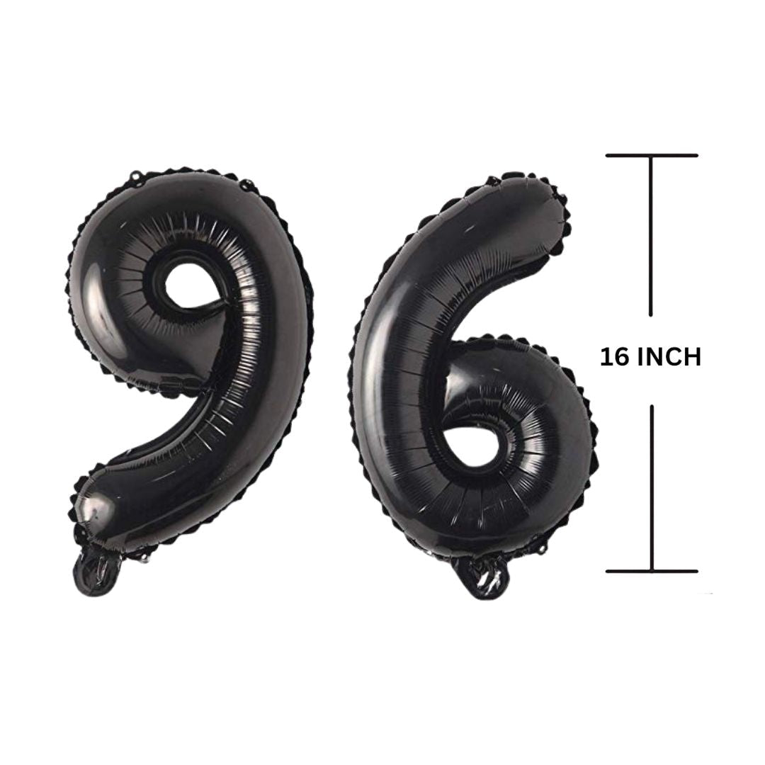 16 Inches Black Number Balloon Air or Helium Compactable Balloon for Party Decoration, Birthday, Anniversary