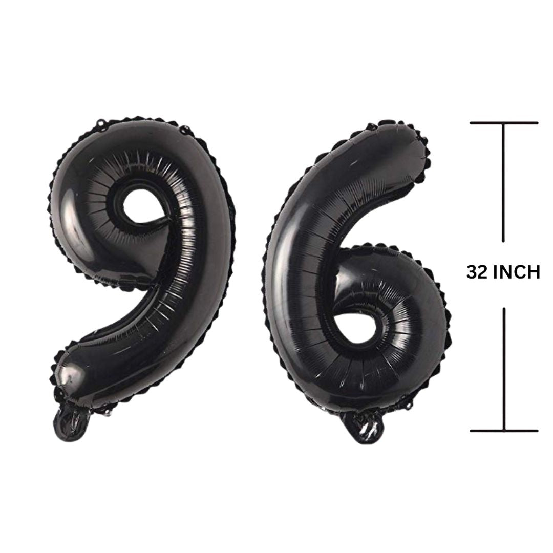 32 Inches Black Number Balloon Air or Helium Compactable Balloon for Party Decoration, Birthday, Anniversary