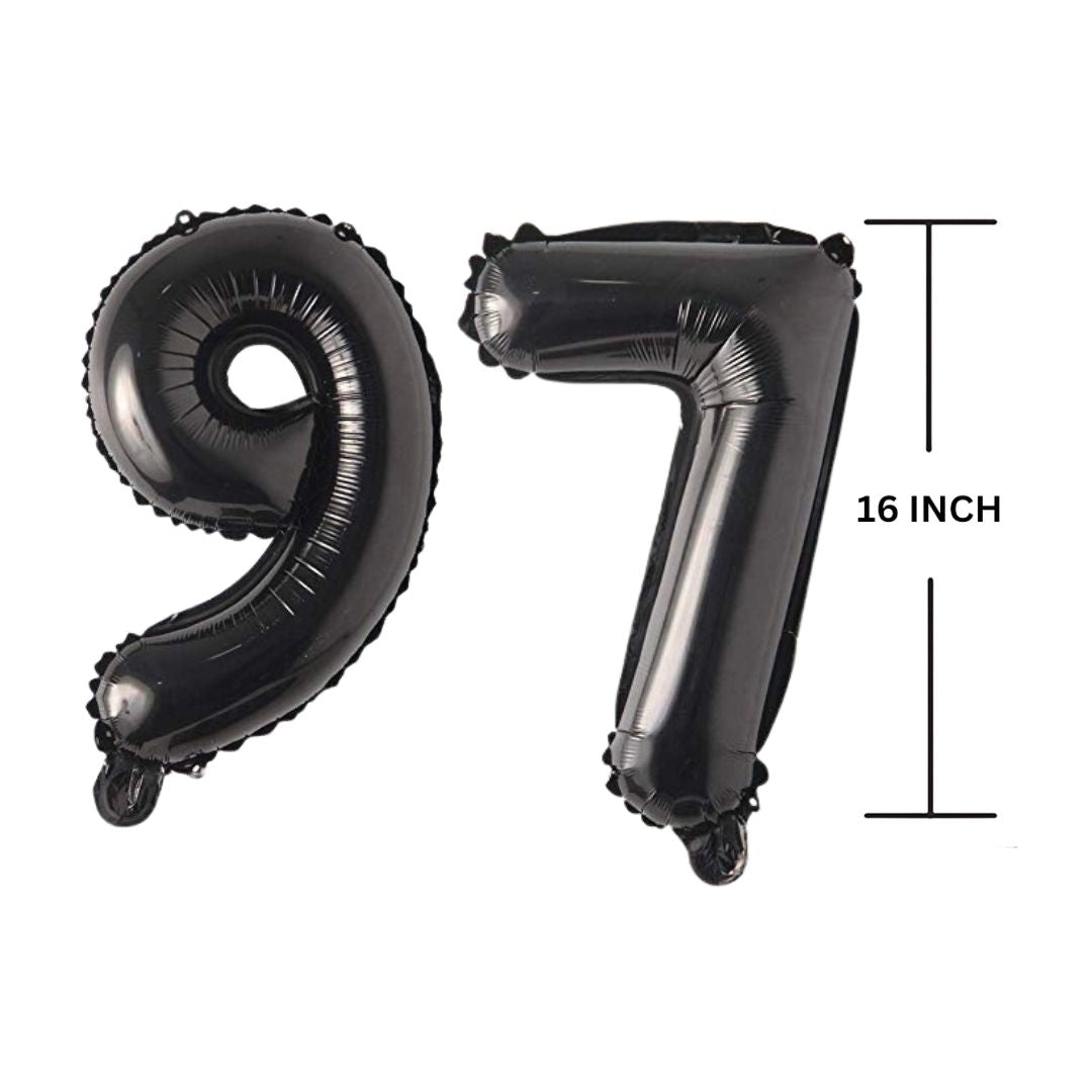 16 Inches Black Number Balloon Air or Helium Compactable Balloon for Party Decoration, Birthday, Anniversary