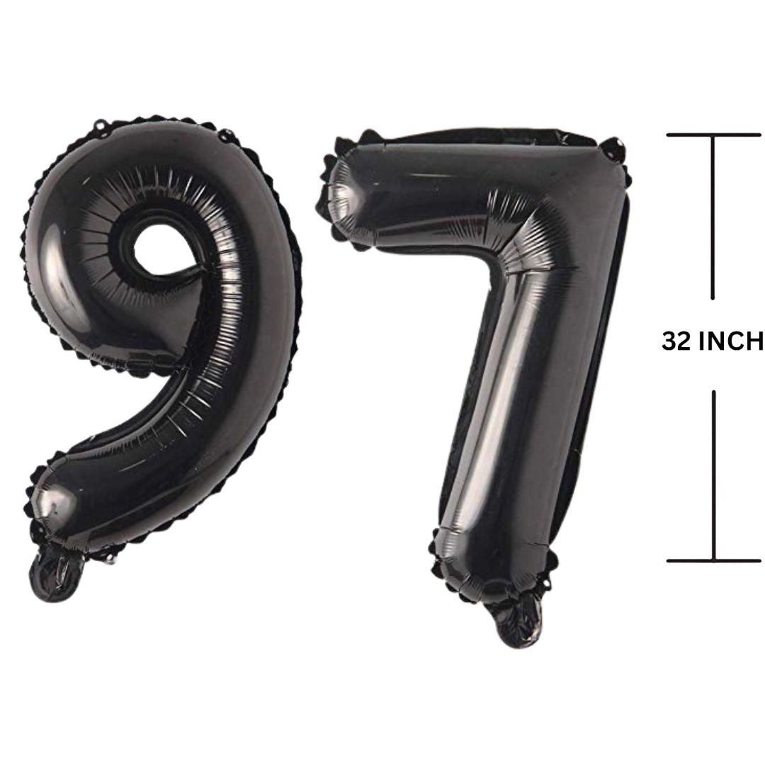 32 Inches Black Number Balloon Air or Helium Compactable Balloon for Party Decoration, Birthday, Anniversary