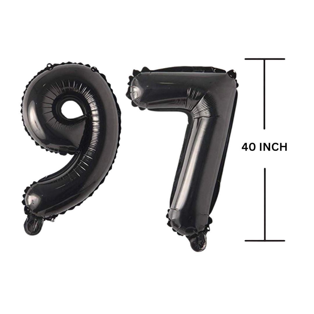 40 Inches Black Number Balloon Air or Helium Compactable Balloon for Party Decoration, Birthday, Anniversary