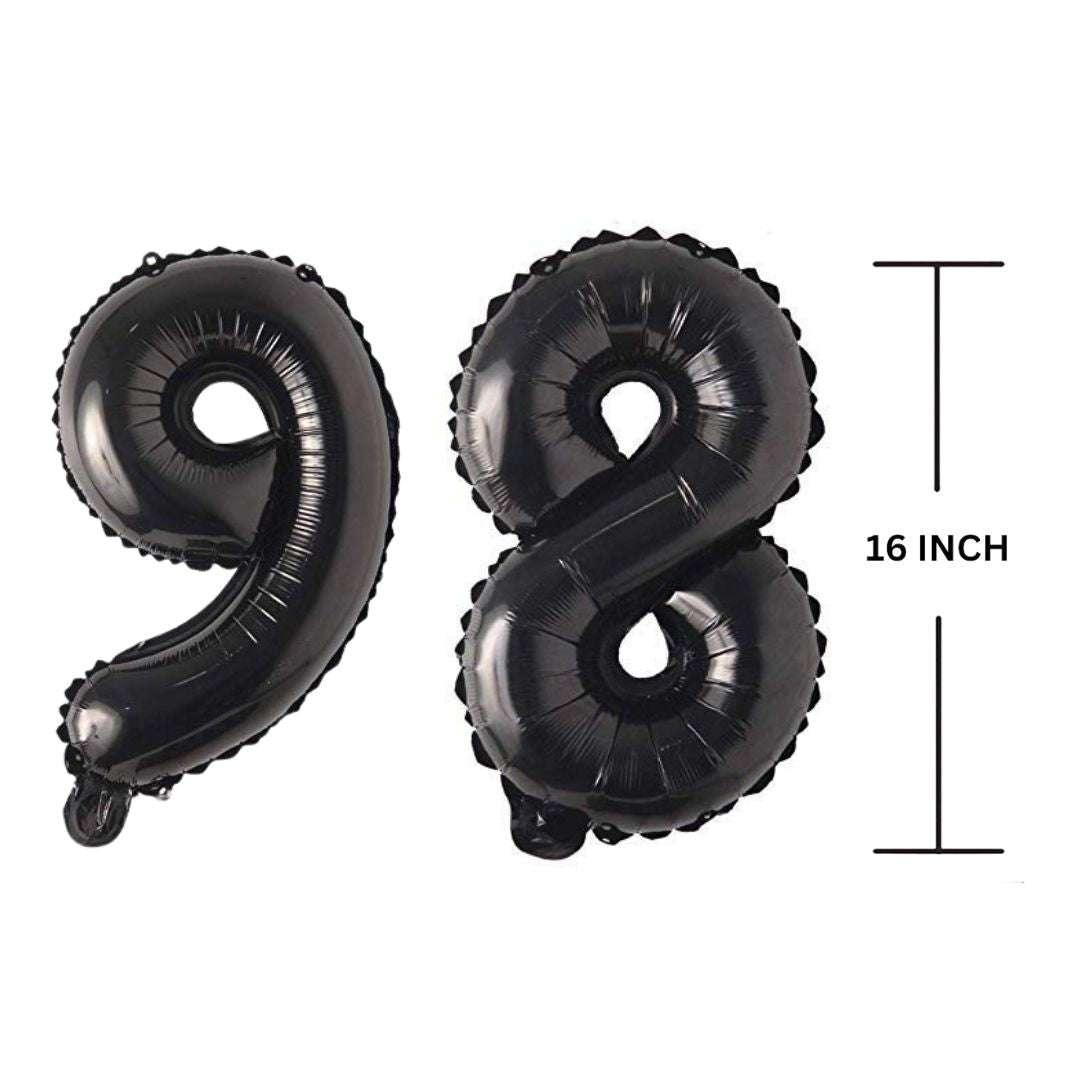 16 Inches Black Number Balloon Air or Helium Compactable Balloon for Party Decoration, Birthday, Anniversary