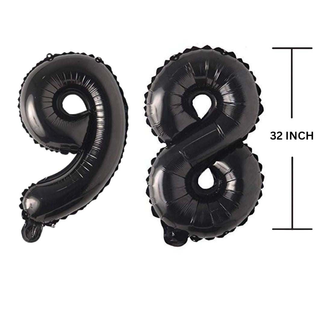 32 Inches Black Number Balloon Air or Helium Compactable Balloon for Party Decoration, Birthday, Anniversary