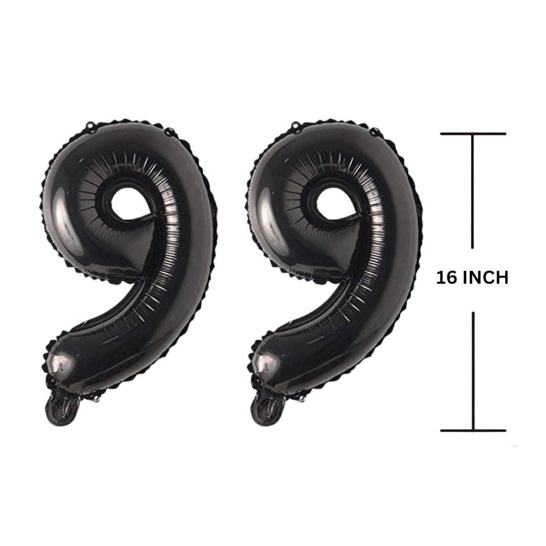 16 Inches Black Number Balloon Air or Helium Compactable Balloon for Party Decoration, Birthday, Anniversary