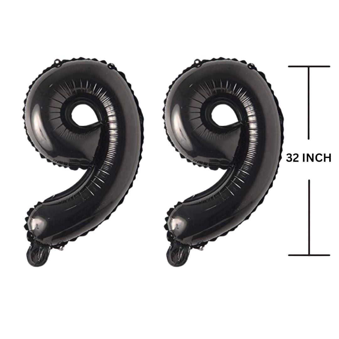 32 Inches Black Number Balloon Air or Helium Compactable Balloon for Party Decoration, Birthday, Anniversary