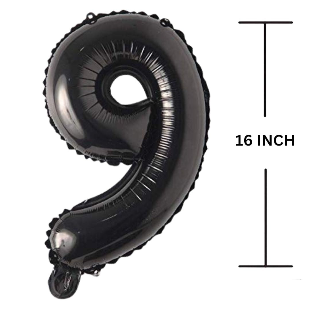 16 Inches Black Number Balloon Air or Helium Compactable Balloon for Party Decoration, Birthday, Anniversary