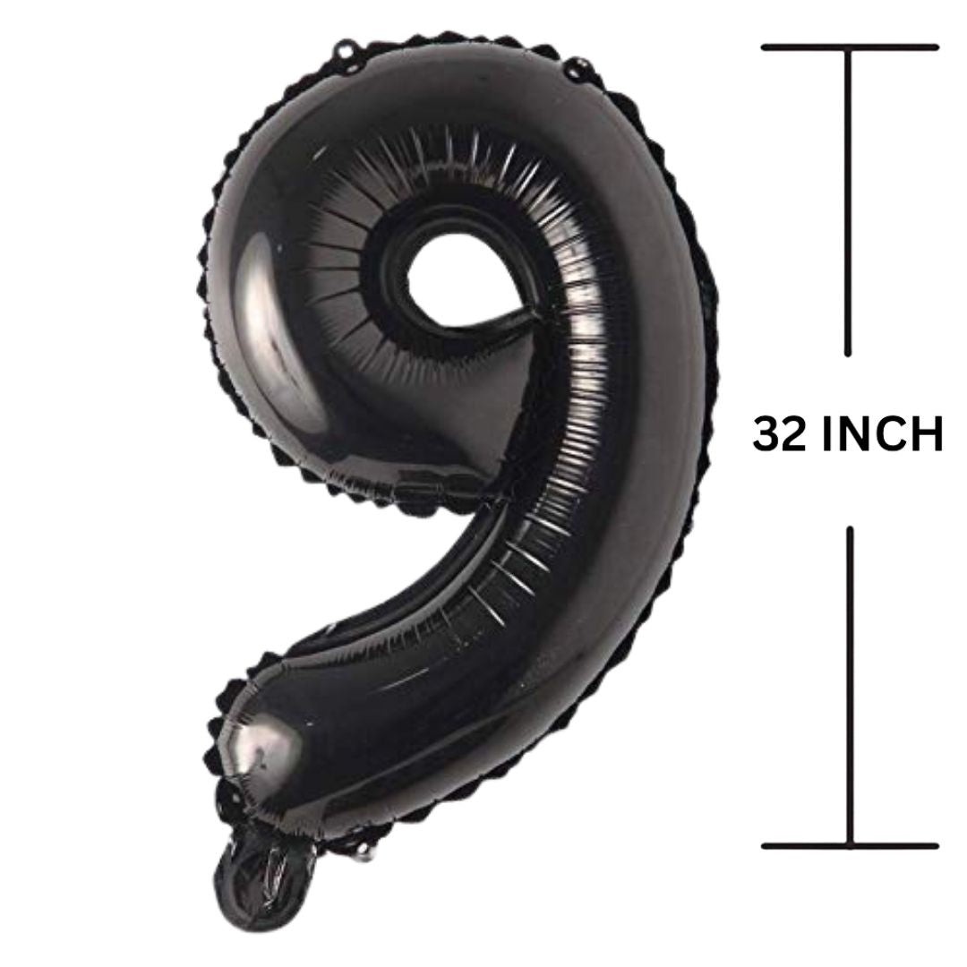 32 Inches Black Number Balloon Air or Helium Compactable Balloon for Party Decoration, Birthday, Anniversary