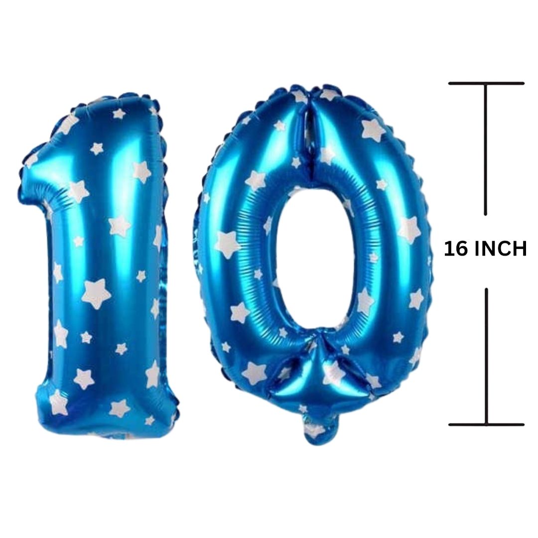 16 Inches BLUE HERATS THEME Number Balloon Air or Helium Compactable Balloon for Party Decoration, Birthday, Anniversary