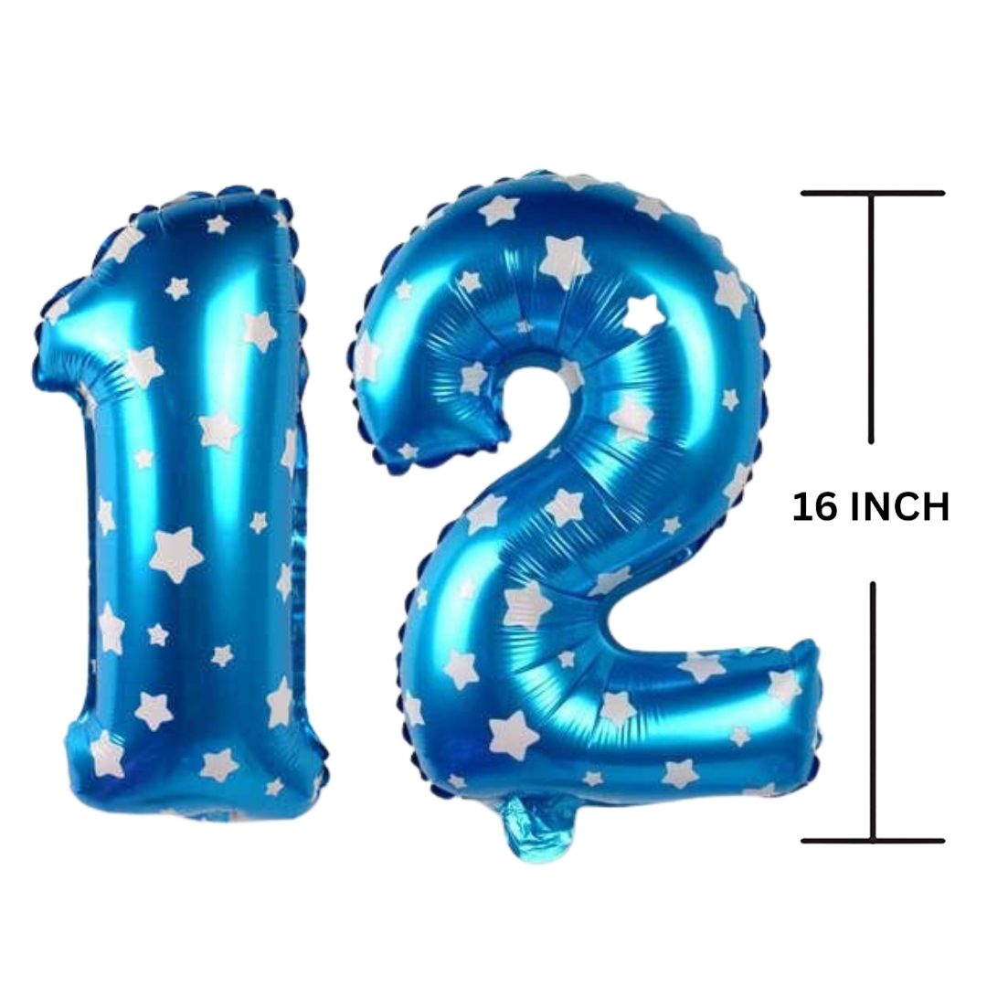 16 Inches BLUE HERATS THEME Number Balloon Air or Helium Compactable Balloon for Party Decoration, Birthday, Anniversary