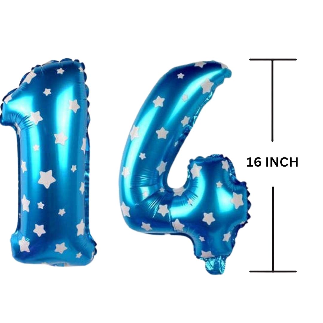 16 Inches BLUE HERATS THEME Number Balloon Air or Helium Compactable Balloon for Party Decoration, Birthday, Anniversary