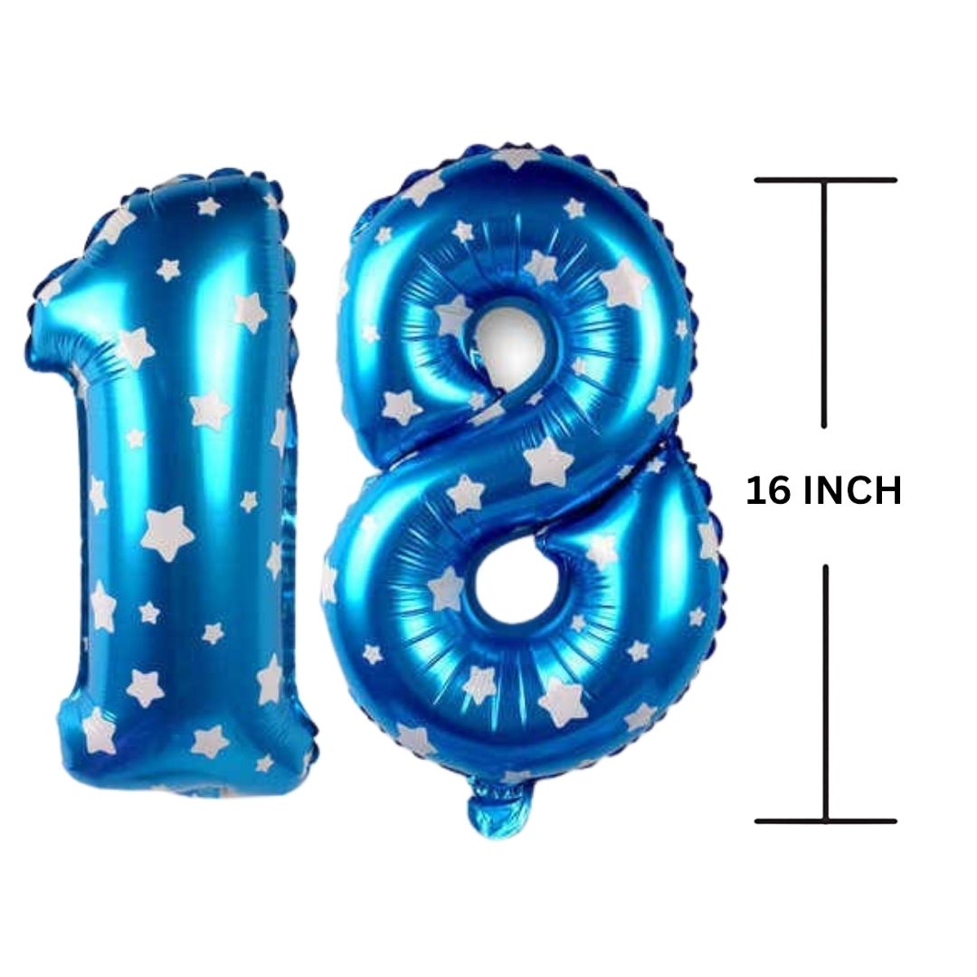 16 Inches BLUE HERATS THEME Number Balloon Air or Helium Compactable Balloon for Party Decoration, Birthday, Anniversary