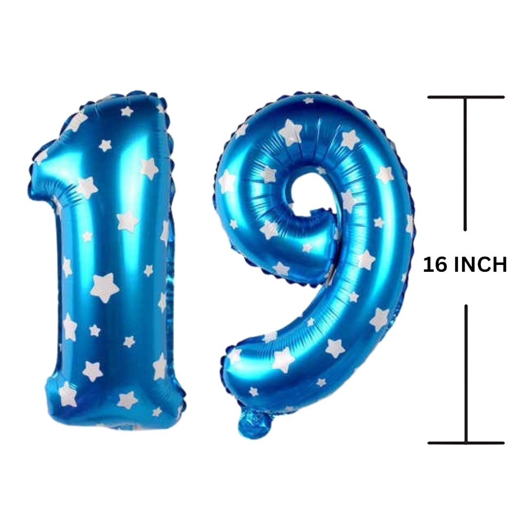 16 Inches BLUE HERATS THEME Number Balloon Air or Helium Compactable Balloon for Party Decoration, Birthday, Anniversary