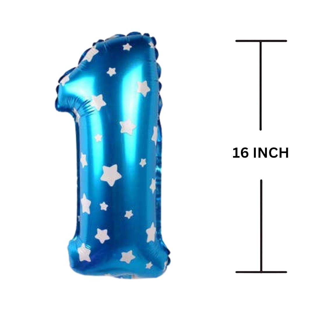 16 Inches BLUE HERATS THEME Number Balloon Air or Helium Compactable Balloon for Party Decoration, Birthday, Anniversary