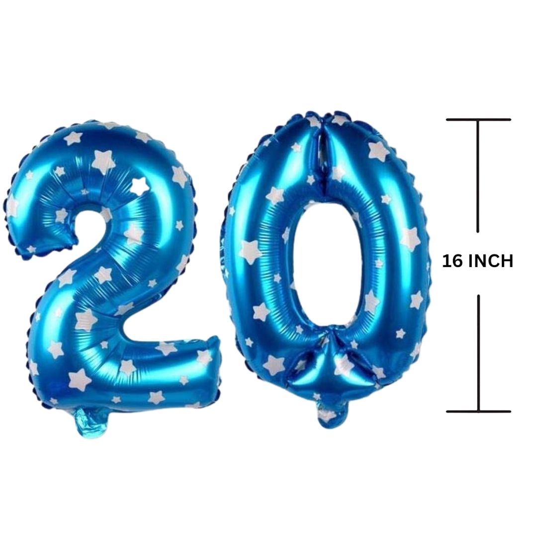 16 Inches BLUE HERATS THEME Number Balloon Air or Helium Compactable Balloon for Party Decoration, Birthday, Anniversary